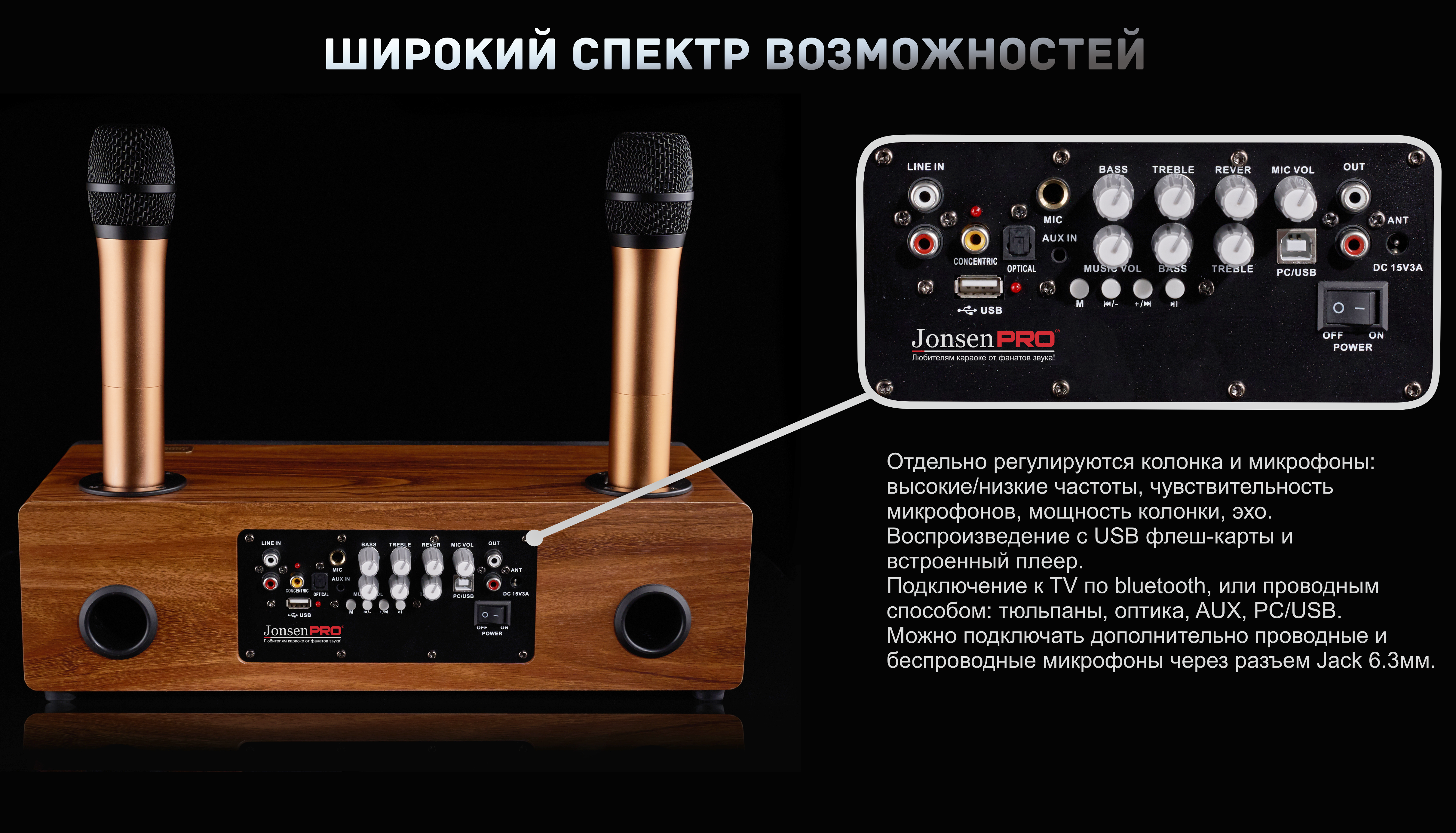 широкий спектр возможностей караоке системы