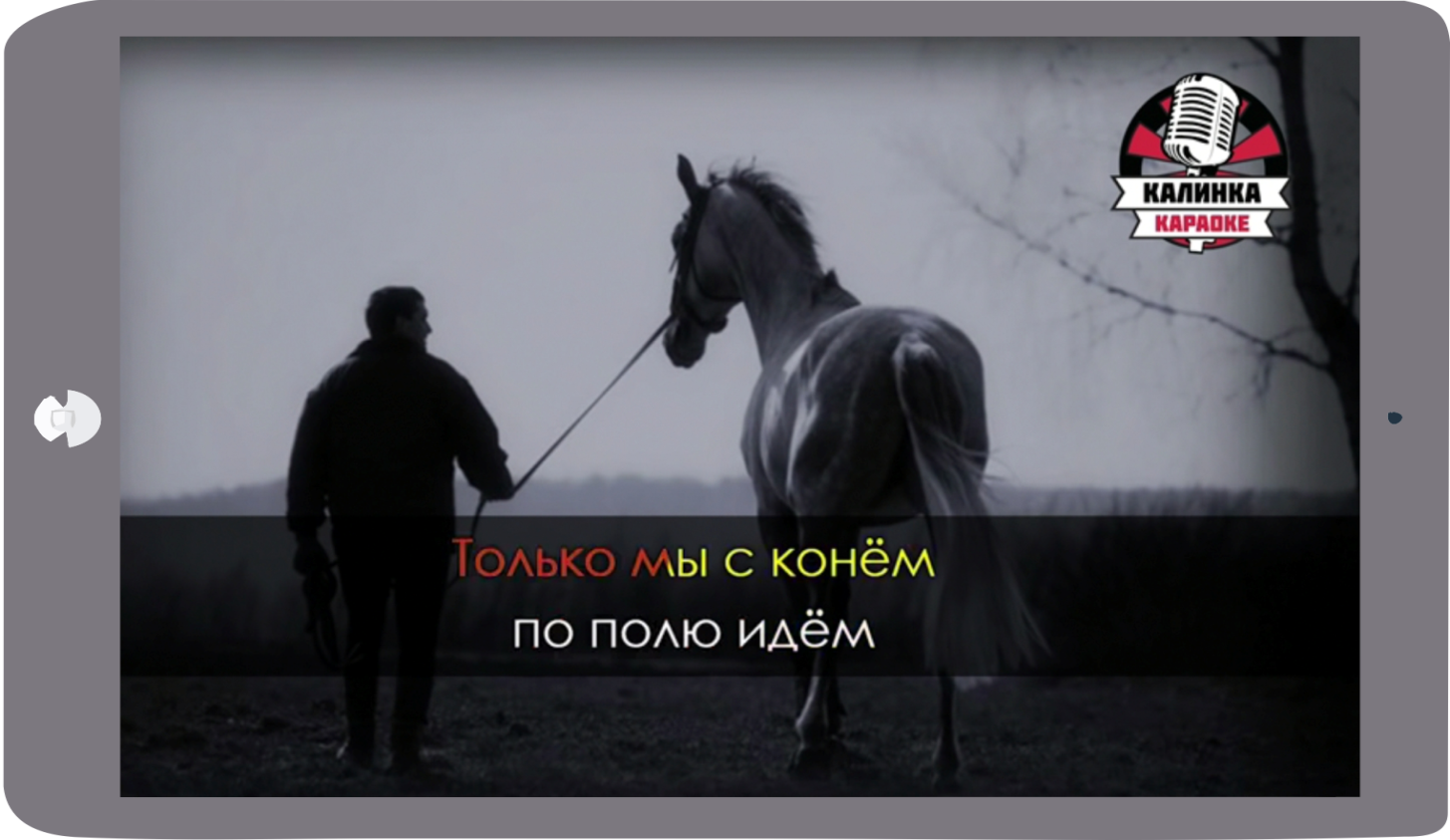 смартфон с текстом песни караоке