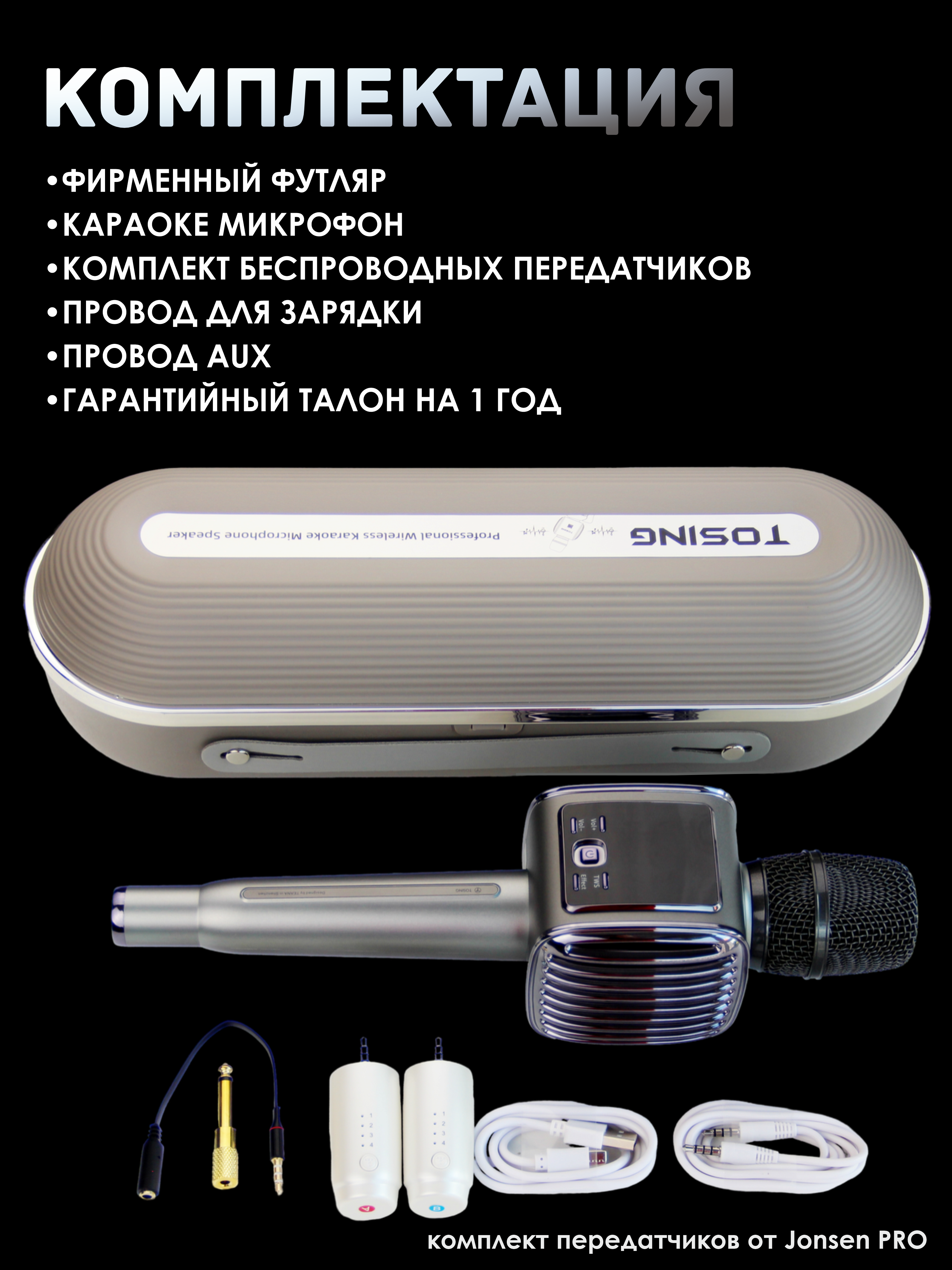 комплектация беспроводного караоке микрофона